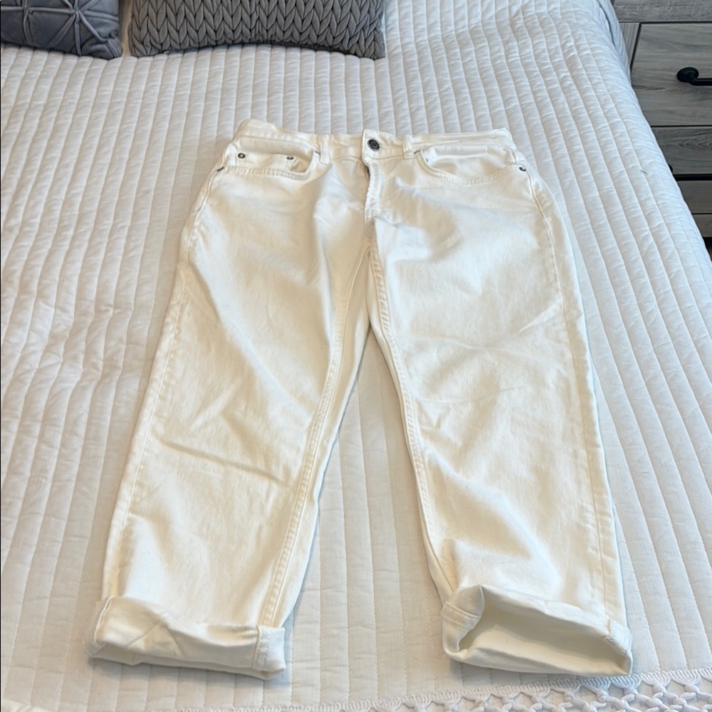 Zara Off-White Denim Trousers